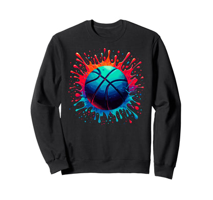 Colorful Paints Splash Basketball Sweatshirt - Graphic Print Men Women - T-Shirt, Sweatshirt, Hoodie