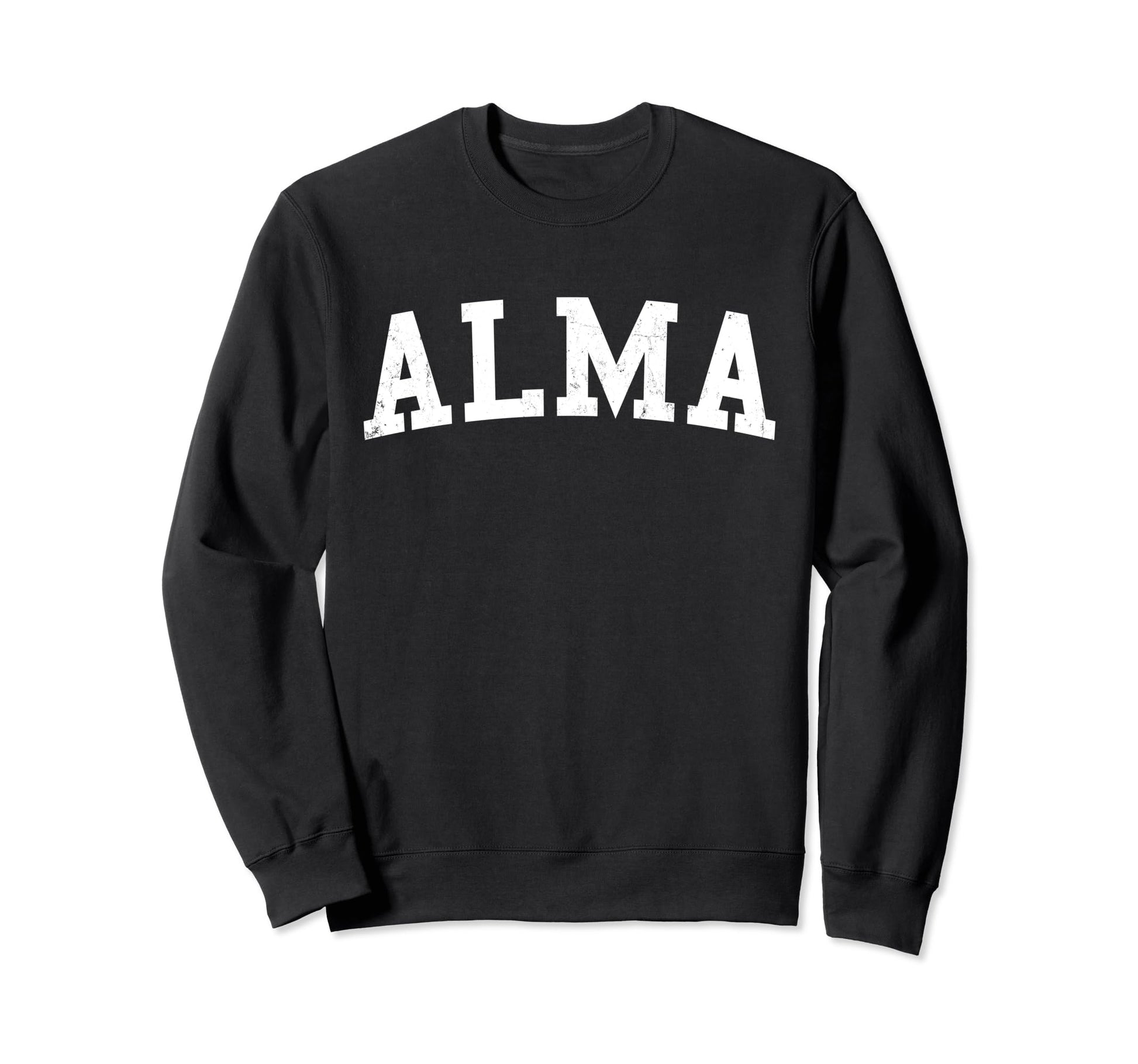 Alma Mi Distressed White Varsity Sweatshirt - Custom Art Print Unisex - T-Shirt, Sweatshirt, Hoodie