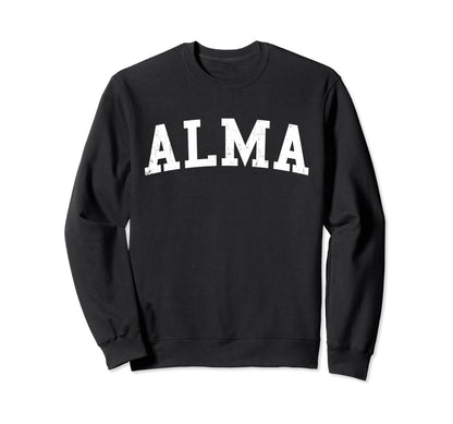 Alma Mi Distressed White Varsity Sweatshirt - Custom Art Print Unisex - T-Shirt, Sweatshirt, Hoodie