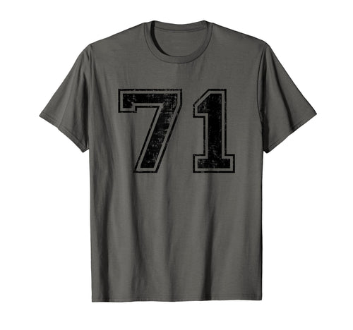 Number 71 Varsity Distressed Sport T-Shirt - Casual Everyday Wear Unisex - T-Shirt, Sweatshirt, Hoodie