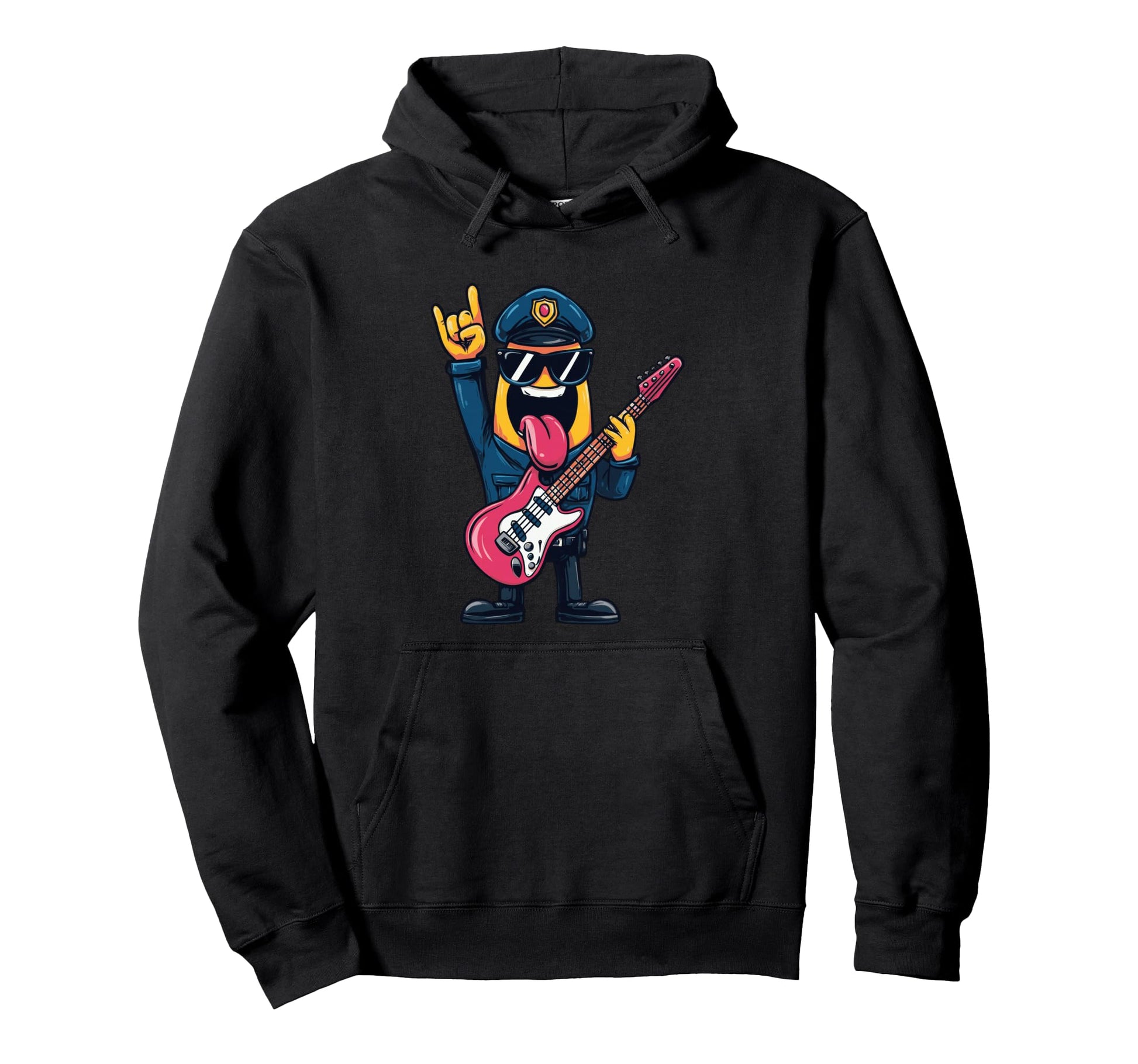 Funny Cartoon Banana Police Officer Rock Hoodie - Trendy Graphic Men Women - T-Shirt, Sweatshirt, Hoodie