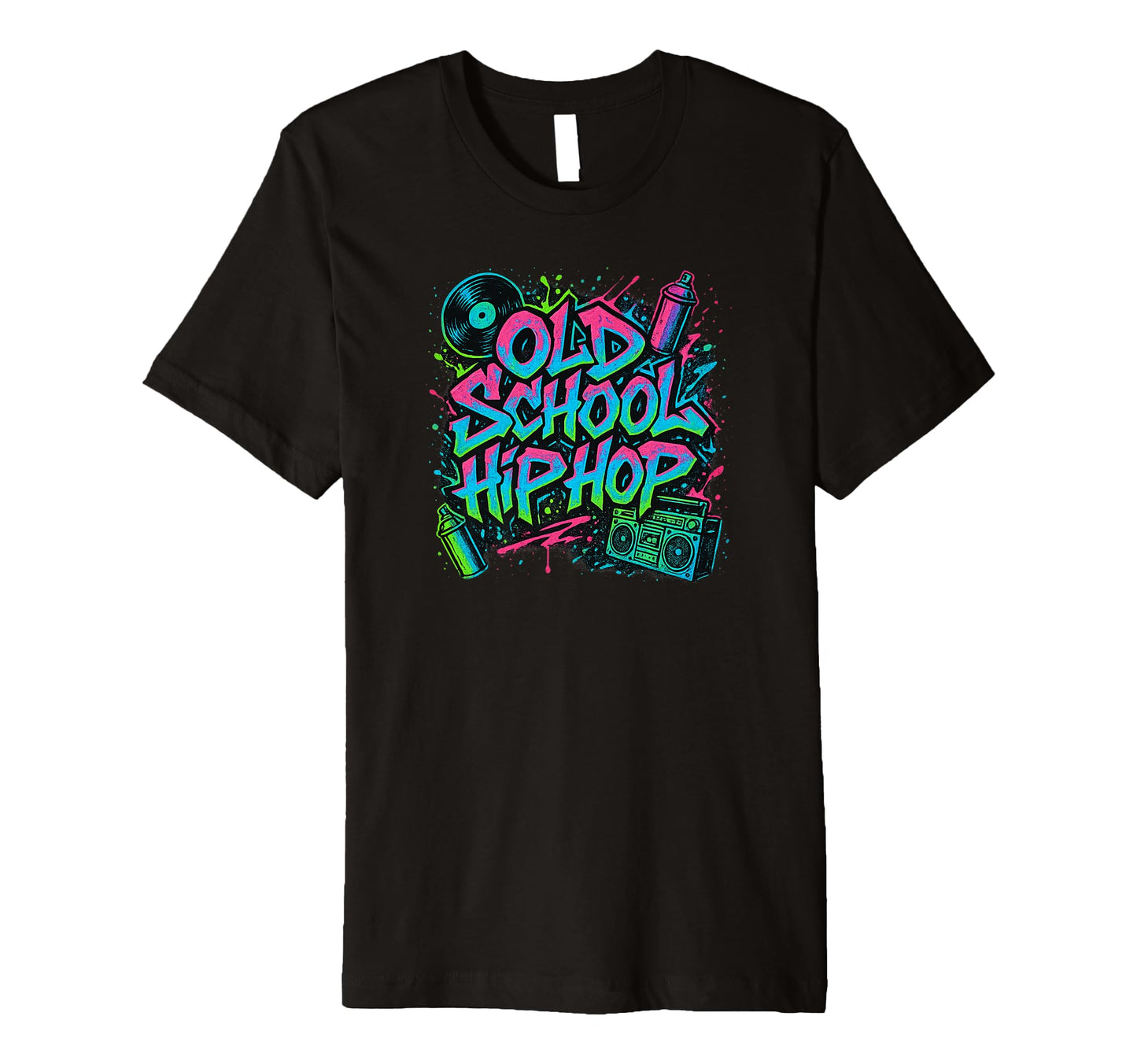 Raised Old School Hip Hop Rap Vinyl Paint T-Shirt - Novelty Apparel Unisex - T-Shirt, Sweatshirt, Hoodie