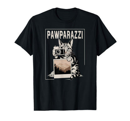 Pawparazzi Cat Holding Camera Photo T-Shirt - Aesthetic Graphic Unisex - T-Shirt, Sweatshirt, Hoodie