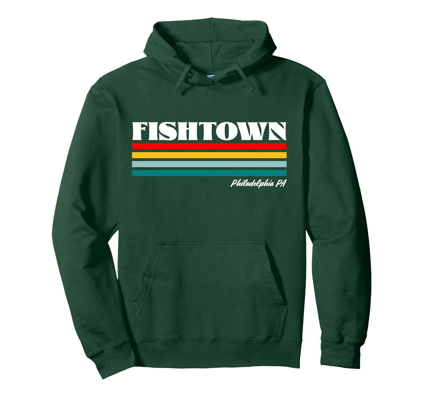 Fishtown Philadelphia Pa Rainbow Stripes Hoodie - Trendy Graphic for Adults - T-Shirt, Sweatshirt, Hoodie