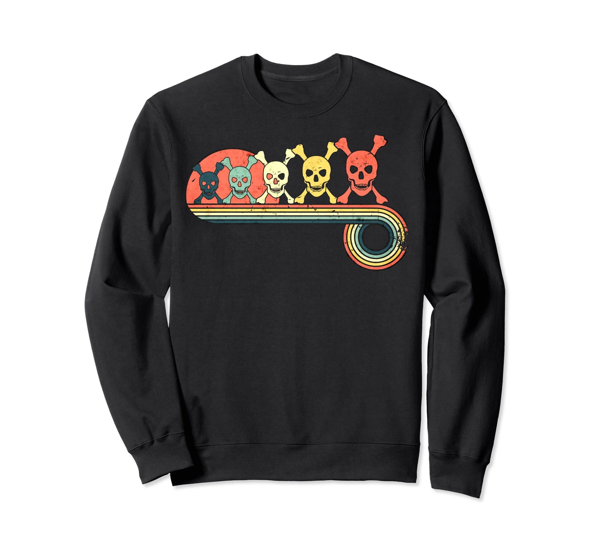 Skull Bones Sunset Rainbow Sweatshirt - Aesthetic Graphic for Adults - T-Shirt, Sweatshirt, Hoodie