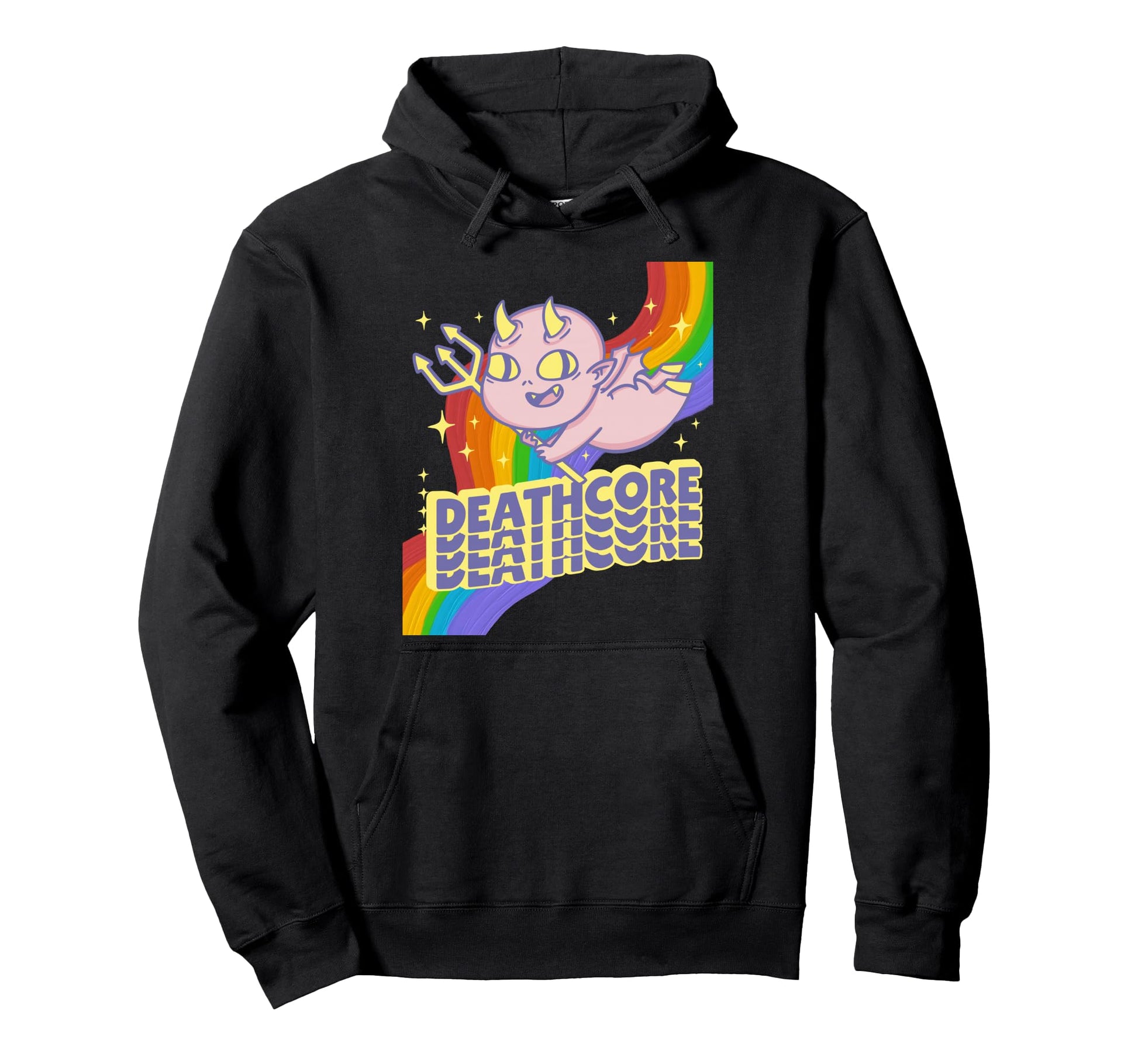 Deathcore Sarcastic Devil Rainbow Hoodie - Minimalist Print Men Women - T-Shirt, Sweatshirt, Hoodie