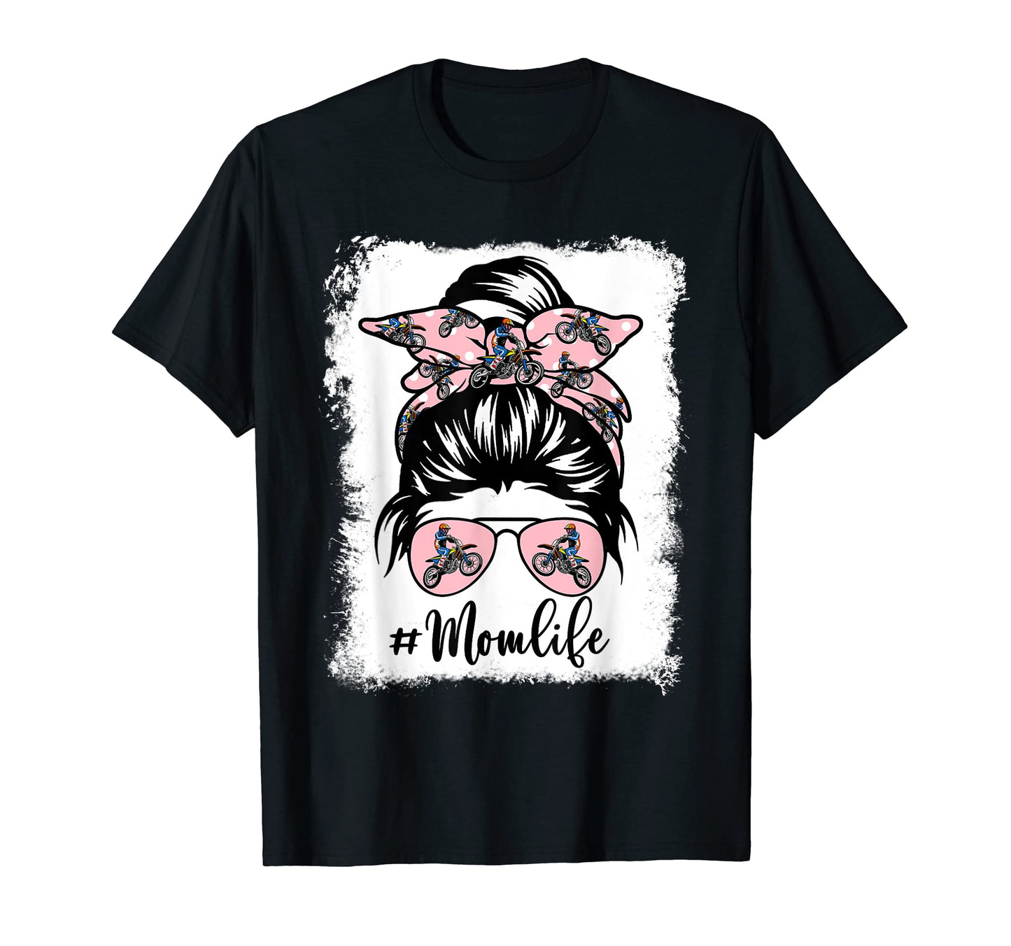 Motocross Messy Bun Proud Mom T-Shirt - Novelty Apparel for Adults - T-Shirt, Sweatshirt, Hoodie