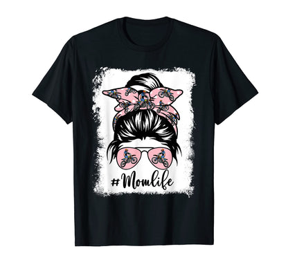 Motocross Messy Bun Proud Mom T-Shirt - Novelty Apparel for Adults - T-Shirt, Sweatshirt, Hoodie