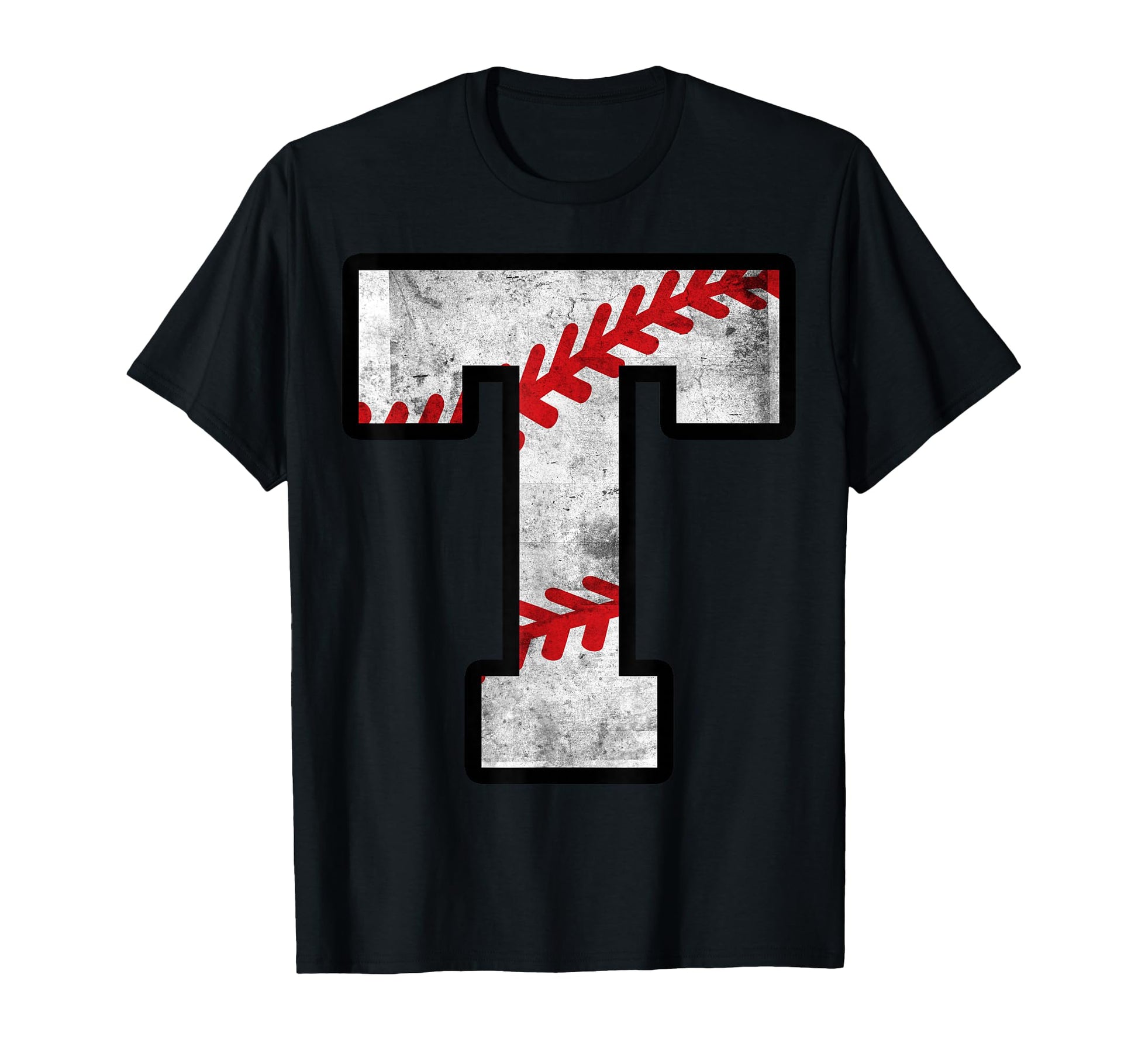 Distressed Baseball Letter T T-Shirt - Minimalist Print Unisex - T-Shirt, Sweatshirt, Hoodie