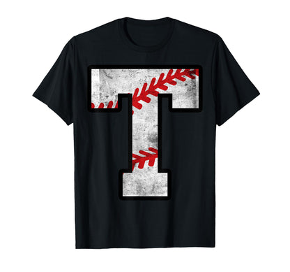 Distressed Baseball Letter T T-Shirt - Minimalist Print Unisex - T-Shirt, Sweatshirt, Hoodie