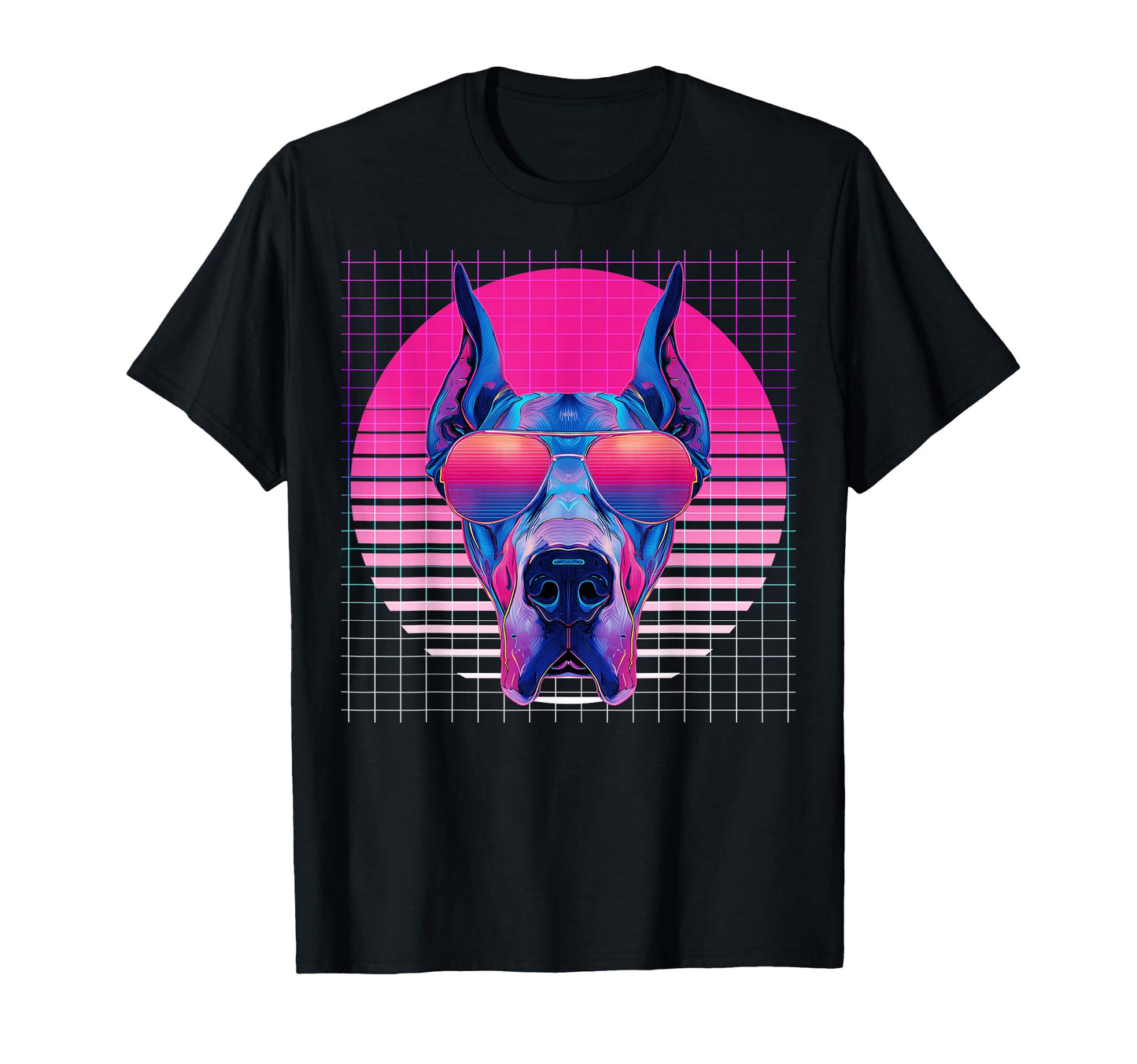 Great Dane Sunglasses Dog Vaporwave T-Shirt - Aesthetic Graphic Men Women - T-Shirt, Sweatshirt, Hoodie