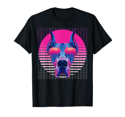 Great Dane Sunglasses Dog Vaporwave T-Shirt - Aesthetic Graphic Men Women - T-Shirt, Sweatshirt, Hoodie