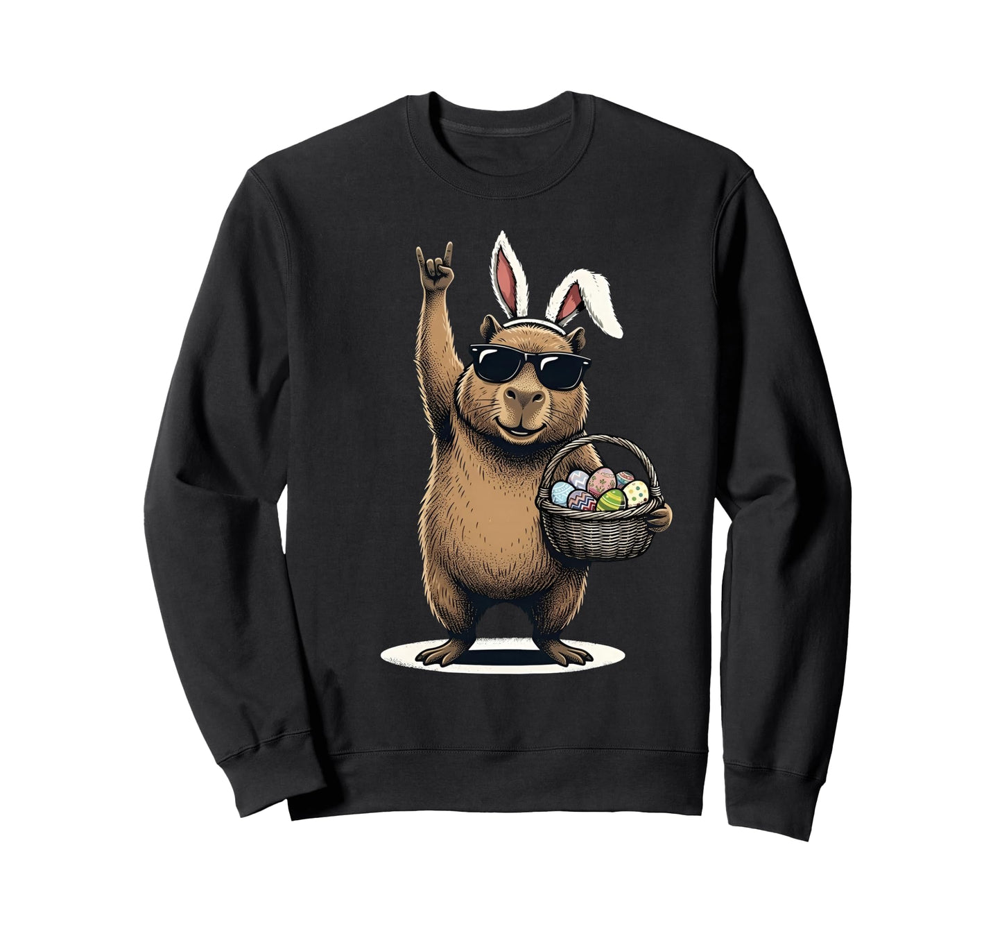 Easter Capybara Rock Easter Egg Sweatshirt - Novelty Apparel Men Women - T-Shirt, Sweatshirt, Hoodie