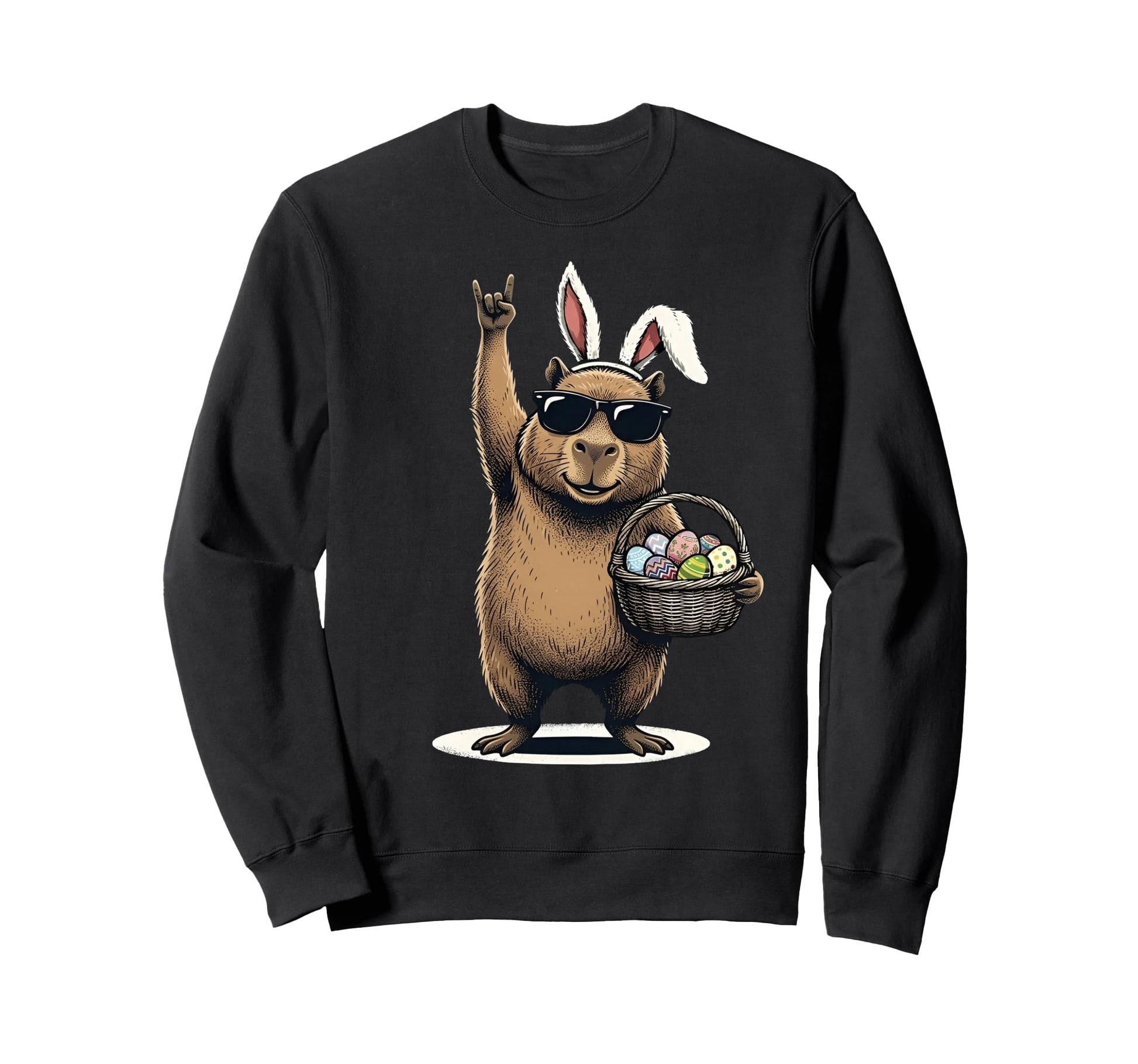 Easter Capybara Rock Easter Egg Sweatshirt - Novelty Apparel Men Women - T-Shirt, Sweatshirt, Hoodie