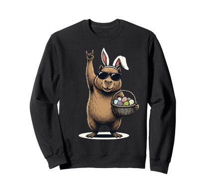Easter Capybara Rock Easter Egg Sweatshirt - Novelty Apparel Men Women - T-Shirt, Sweatshirt, Hoodie