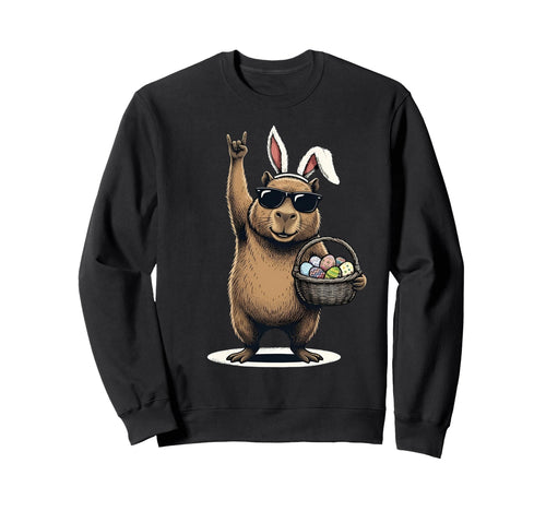 Easter Capybara Rock Easter Egg Sweatshirt - Novelty Apparel Men Women - T-Shirt, Sweatshirt, Hoodie