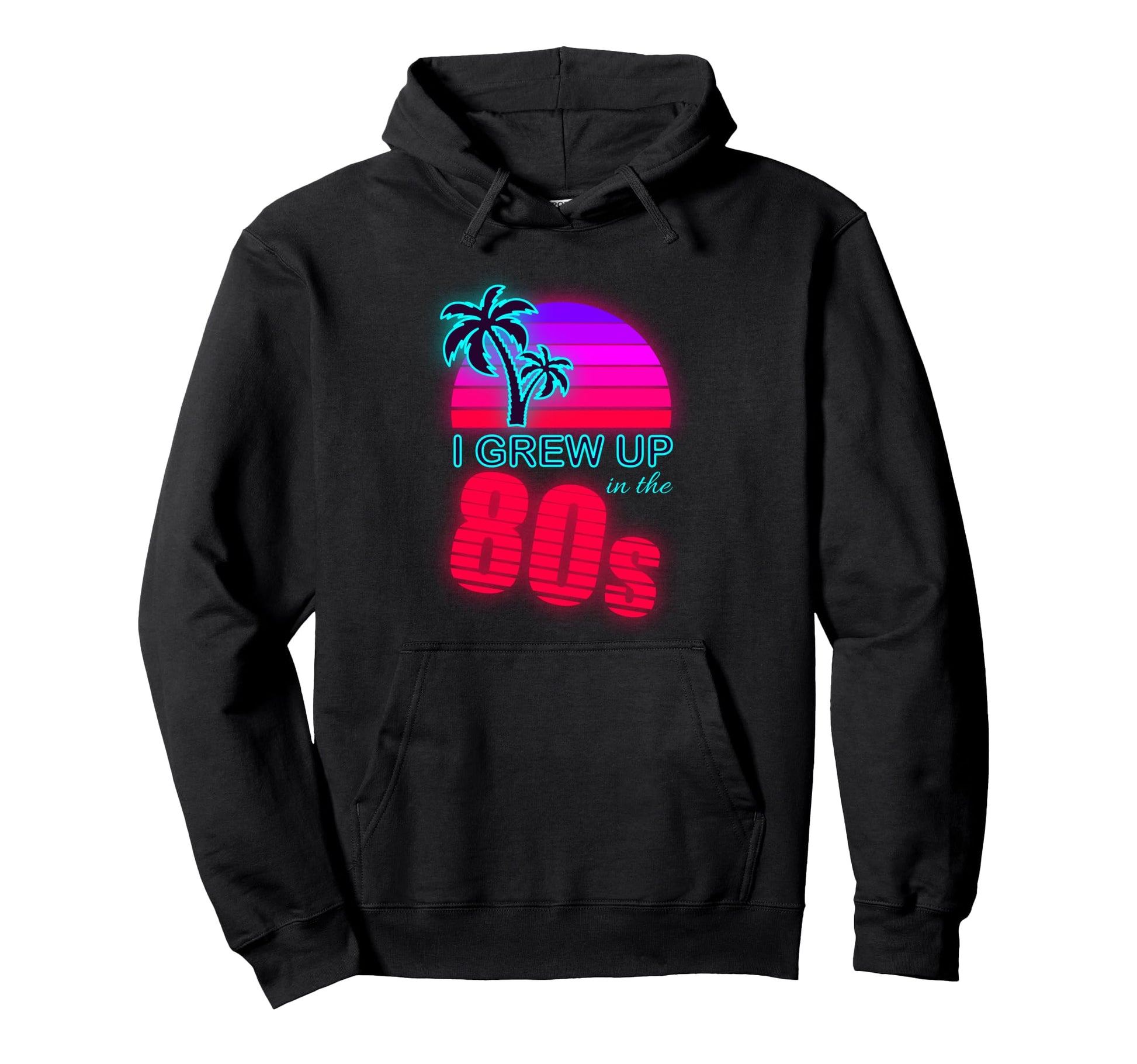 I Grew Up 80S Vaporwave Sunset Hoodie - Casual Everyday Wear for Adults - T-Shirt, Sweatshirt, Hoodie