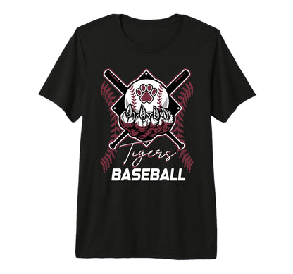 Tigers Baseball Mom Game Day Paw T-Shirt - Custom Art Print for Adults - T-Shirt, Sweatshirt, Hoodie
