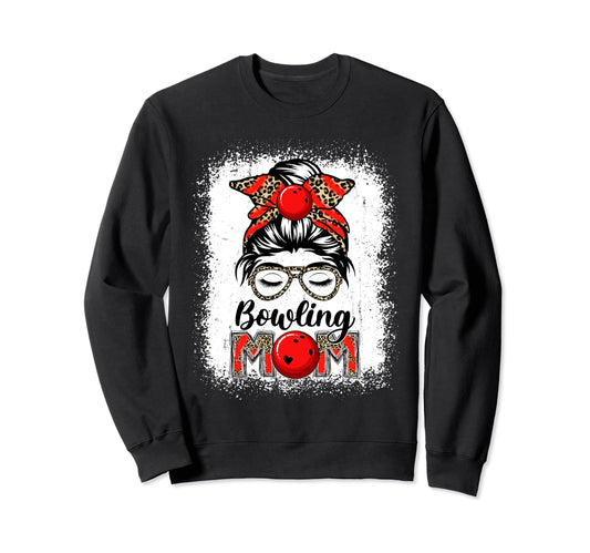 Bowling Mom Game Day Messy Bun Sweatshirt - Minimalist Print Unisex - T-Shirt, Sweatshirt, Hoodie