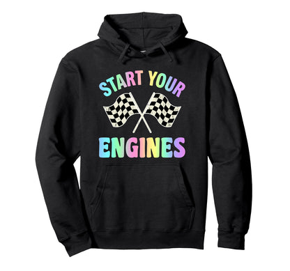 Start Your Engines Pastel Rainbow Hoodie - Minimalist Print Men Women - T-Shirt, Sweatshirt, Hoodie