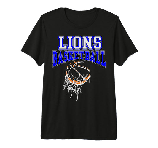Lions Basketball Mom Blue Lion Pride T-Shirt - Graphic Print Men Women - T-Shirt, Sweatshirt, Hoodie