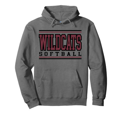 Wildcats Softball Mom Game Day Maroon Hoodie - Minimalist Print Men Women - T-Shirt, Sweatshirt, Hoodie