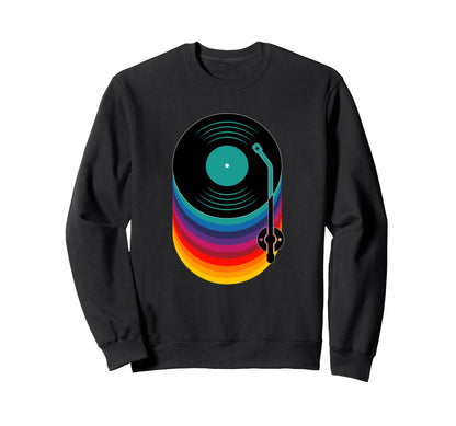 Vinyl Record Rainbow Music Sweatshirt - Graphic Print for Adults - T-Shirt, Sweatshirt, Hoodie