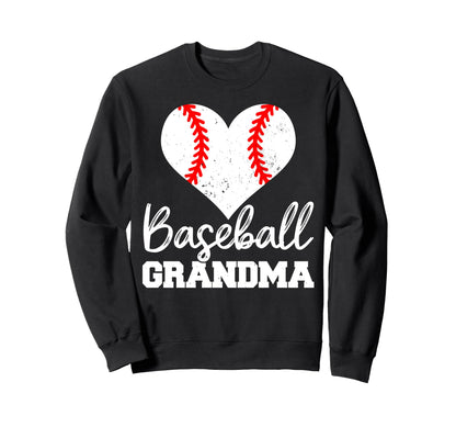 Baseball Grandma Heart Funny Sweatshirt - Unique Graphic Men Women - T-Shirt, Sweatshirt, Hoodie