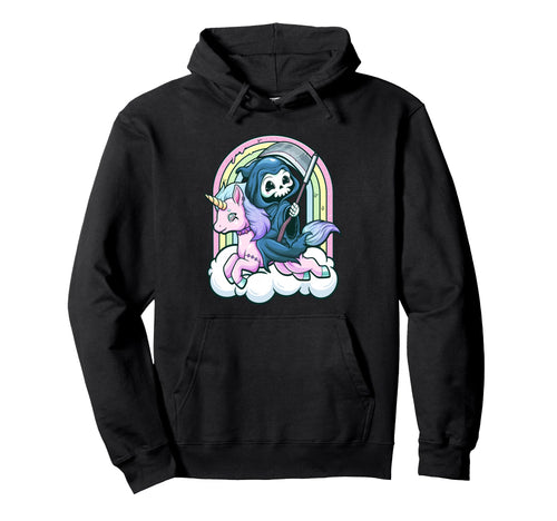 Kawaii Pastel Goth Creepy Unicorn Grim Hoodie - Unique Graphic Unisex - T-Shirt, Sweatshirt, Hoodie