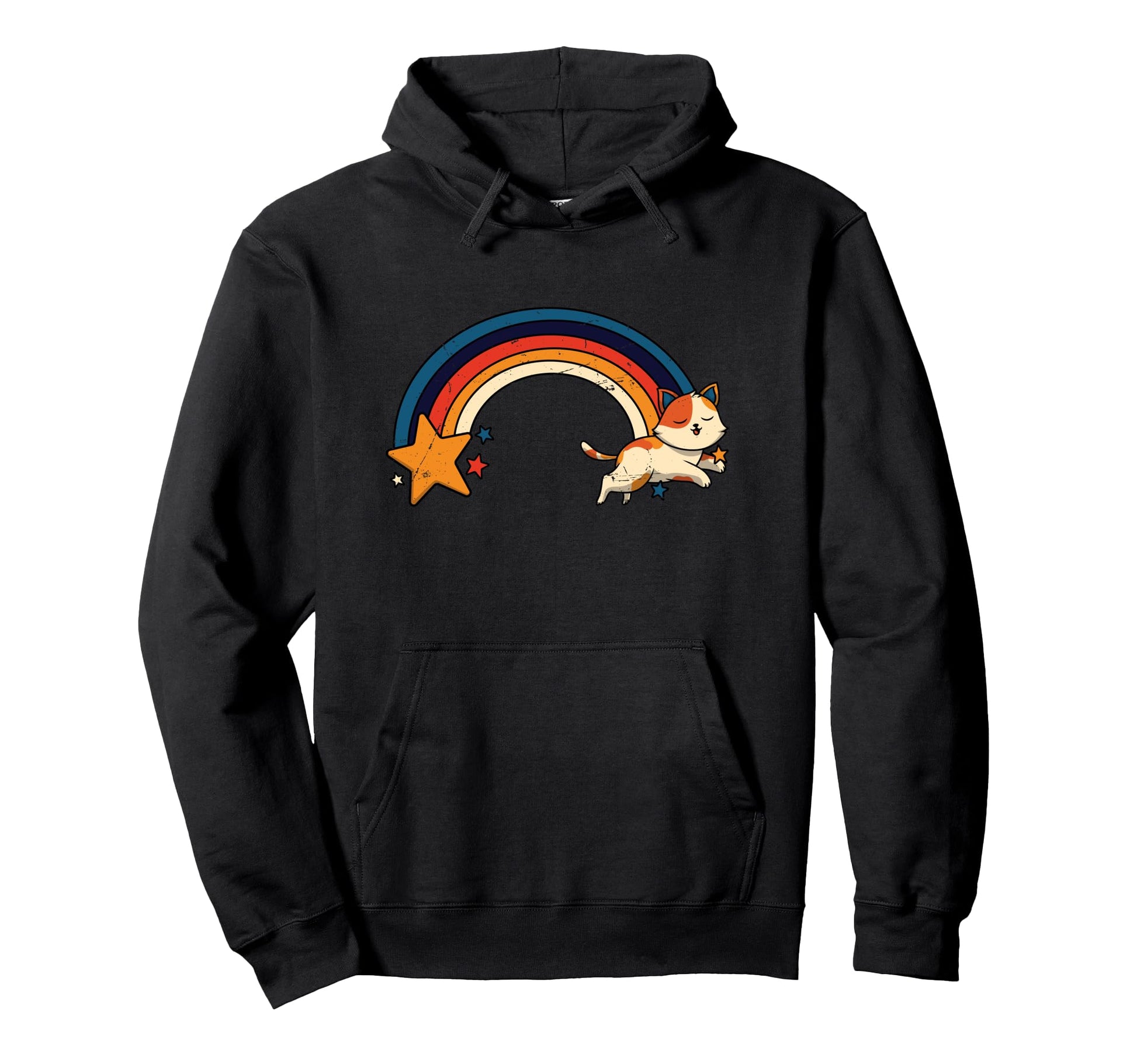 Rainbow Star Cat Hoodie - Graphic Print Unisex - T-Shirt, Sweatshirt, Hoodie