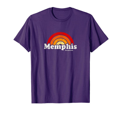 Memphis Tennessee Tn 70S Rainbow T-Shirt - Casual Everyday Wear Men Women - T-Shirt, Sweatshirt, Hoodie