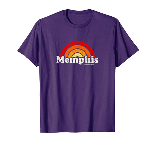 Memphis Tennessee Tn 70S Rainbow T-Shirt - Casual Everyday Wear Men Women - T-Shirt, Sweatshirt, Hoodie