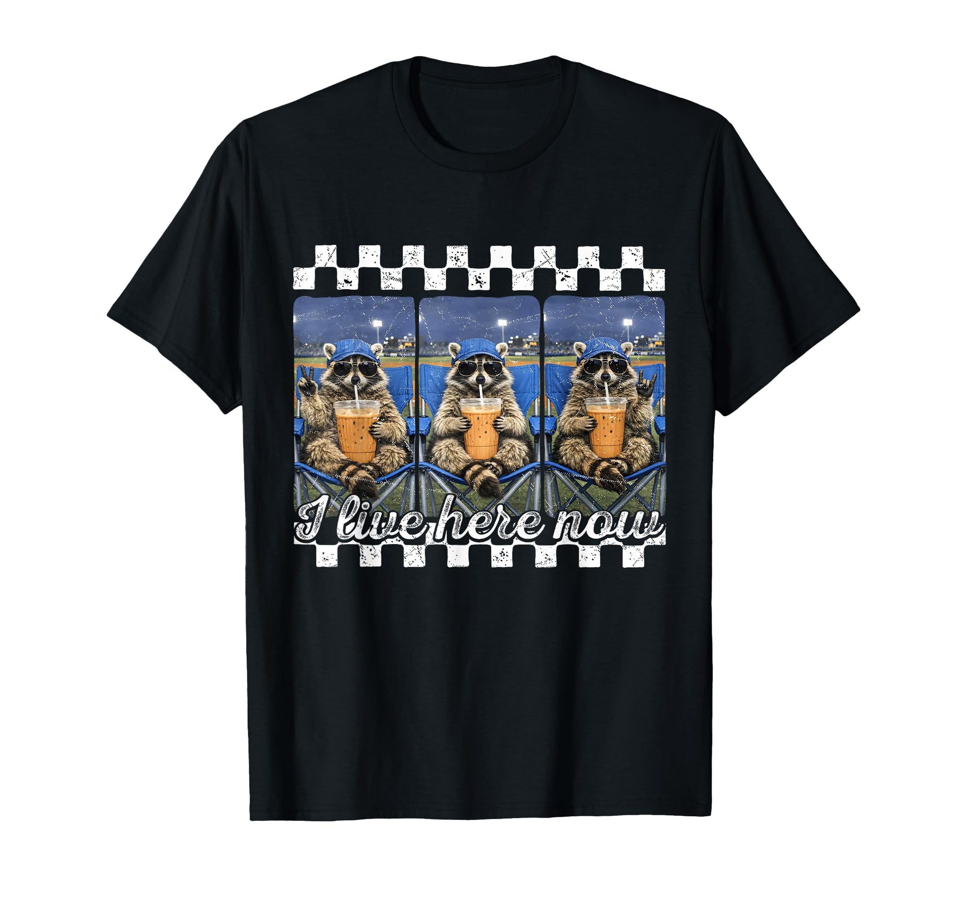 I Live Here Now Baseball Raccoon Meme T-Shirt - Fun Novelty Design Unisex - T-Shirt, Sweatshirt, Hoodie