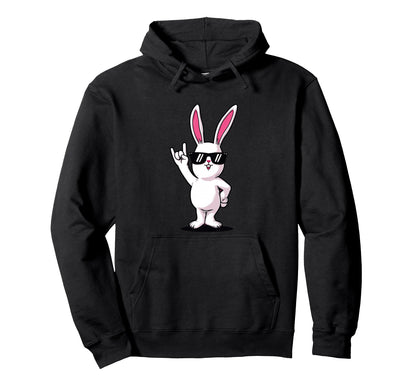 Rabbit Rock Bunny Sunglasses Funny Hoodie - Unique Graphic Men Women - T-Shirt, Sweatshirt, Hoodie