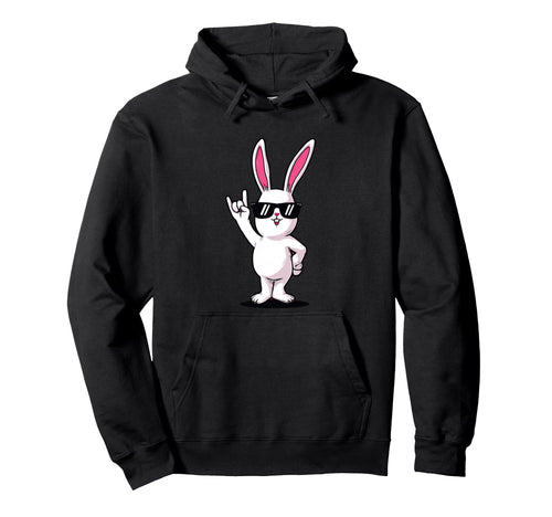 Rabbit Rock Bunny Sunglasses Funny Hoodie - Unique Graphic Men Women - T-Shirt, Sweatshirt, Hoodie