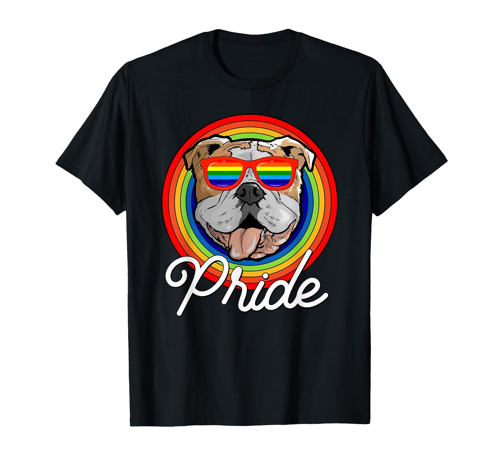 Bulldog Lgbt Pride Dog Rainbow T-Shirt - Streetwear Style for Adults - T-Shirt, Sweatshirt, Hoodie