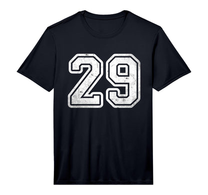 Number 29 White Sports Team Varsity T-Shirt - Novelty Apparel for Adults - T-Shirt, Sweatshirt, Hoodie