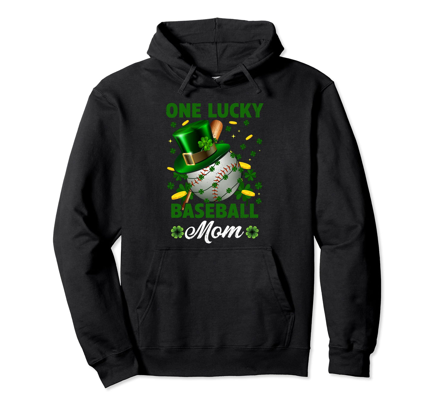 One Lucky Baseball Mom St Patricks Hoodie - Aesthetic Graphic for Adults - T-Shirt, Sweatshirt, Hoodie