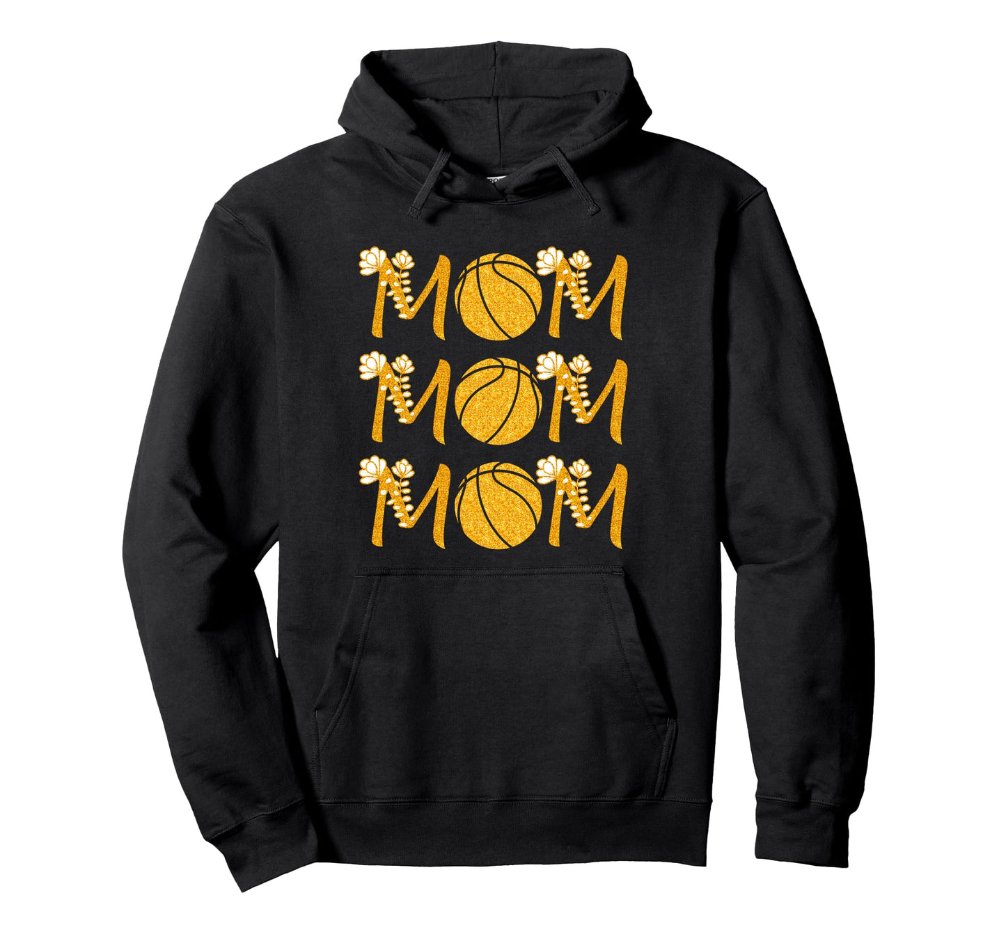 Gold Basketball Mom Floral Hoodie - Casual Everyday Wear Men Women - T-Shirt, Sweatshirt, Hoodie
