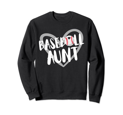 Funny Baseball Aunt Heart Sweatshirt - Novelty Apparel Men Women - T-Shirt, Sweatshirt, Hoodie