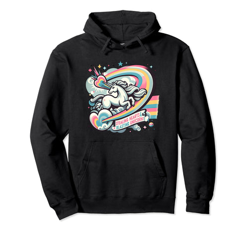 Stealing Hearts And Blasting Unicorn Hoodie - Unique Graphic Men Women - T-Shirt, Sweatshirt, Hoodie