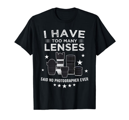 Photography Lens Photographer Collector T-Shirt - Graphic Print Men Women - T-Shirt, Sweatshirt, Hoodie