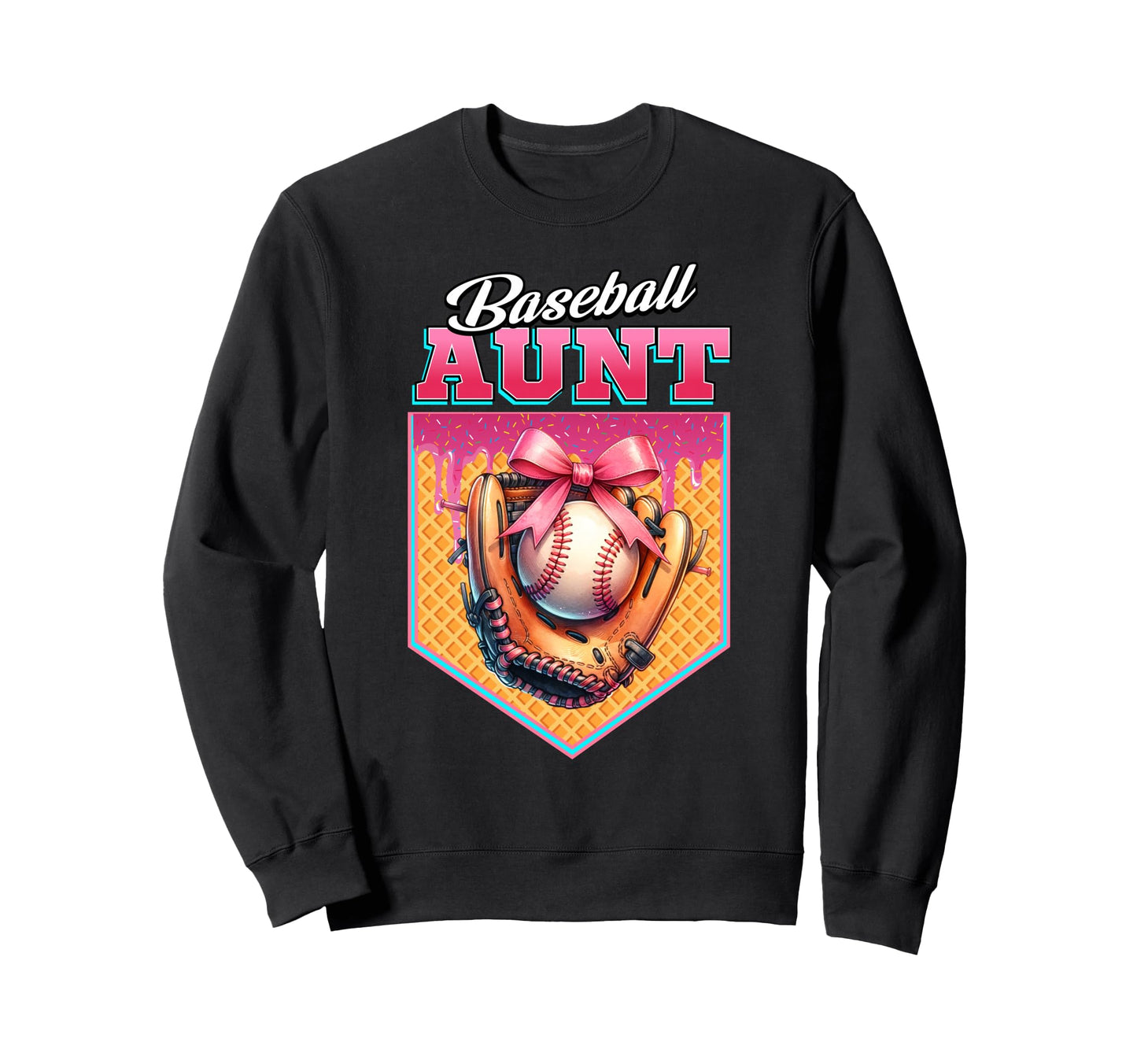 Baseball Aunt Ice Cream Drip Mothers Sweatshirt - Minimalist Print Unisex - T-Shirt, Sweatshirt, Hoodie