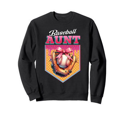 Baseball Aunt Ice Cream Drip Mothers Sweatshirt - Minimalist Print Unisex - T-Shirt, Sweatshirt, Hoodie