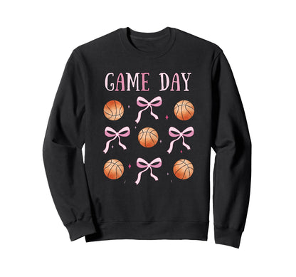 Basketball Game Day Coquette Mom Sister Sweatshirt - Unique Graphic Unisex - T-Shirt, Sweatshirt, Hoodie