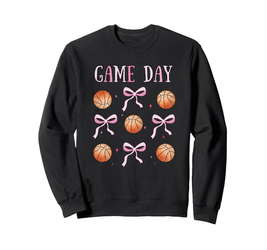 Basketball Game Day Coquette Mom Sister Sweatshirt - Unique Graphic Unisex - T-Shirt, Sweatshirt, Hoodie
