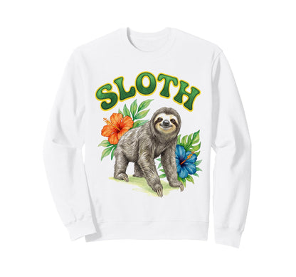Sloth Groovy Floral Sloth Watercolor Sweatshirt - Trendy Graphic Men Women - T-Shirt, Sweatshirt, Hoodie