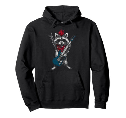 Funny Raccoon Playing Guitar Usa Hoodie - Fun Novelty Design Unisex - T-Shirt, Sweatshirt, Hoodie