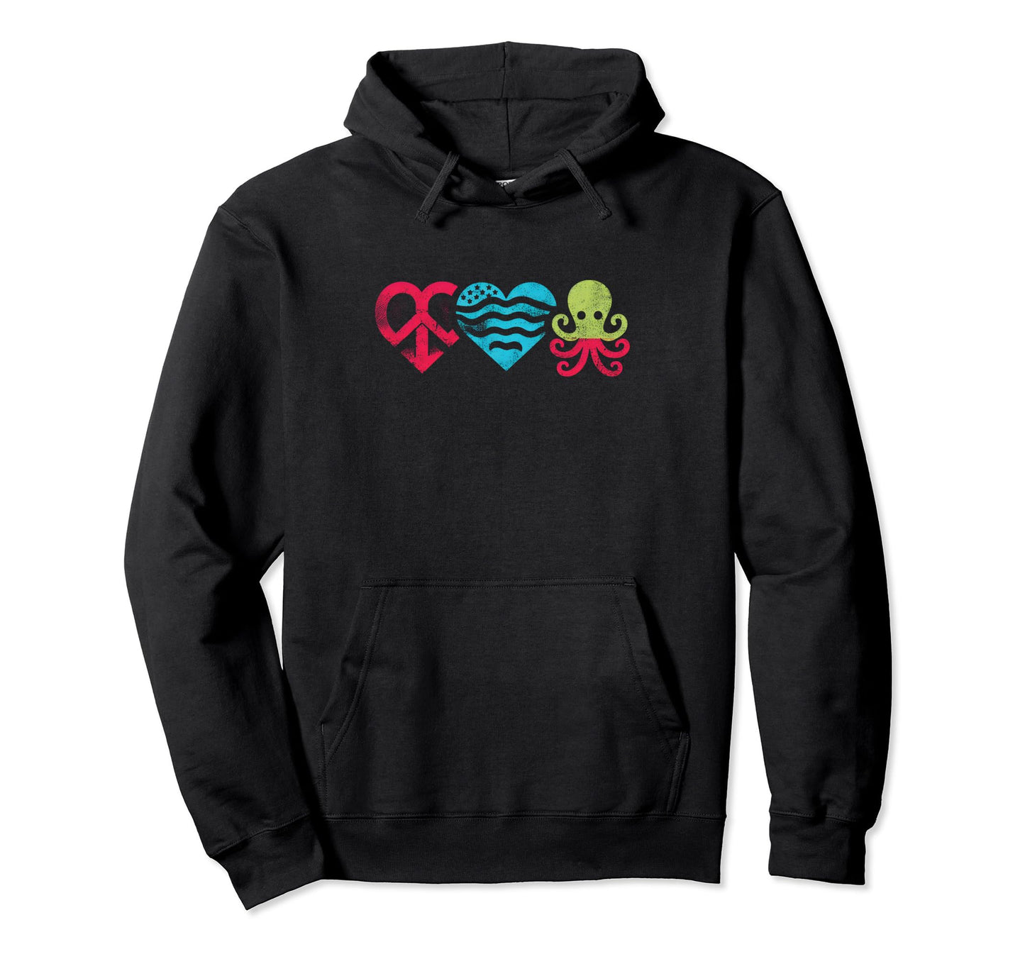 Peace Love And Octopus Peace Symbol Hoodie - Custom Art Print Men Women - T-Shirt, Sweatshirt, Hoodie