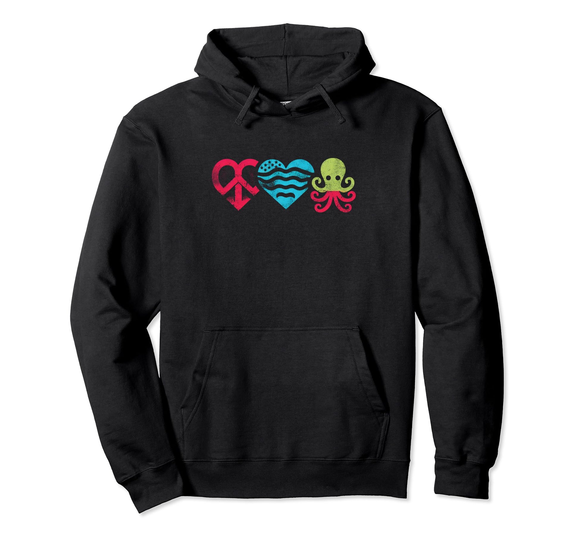Peace Love And Octopus Peace Symbol Hoodie - Custom Art Print Men Women - T-Shirt, Sweatshirt, Hoodie